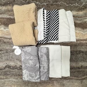 Pre-Owned Lot of 10 Standard & King Size Pillow Cases, Black/Gray/White/Beige